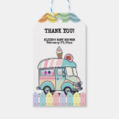 アイスモダンクリームトラックが赤ちゃんシャワーを振りかける ギフトタグ (正面)