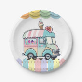 アイスモダンクリームトラックが赤ちゃんシャワーを振りかける ペーパープレート (正面)