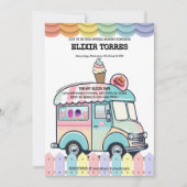 アイスモダンクリームトラックが赤ちゃんシャワーを振りかける 招待状 (正面)