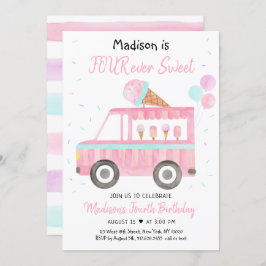 アイスモダンクリームトラックフォーエバースウィート誕生日 招待状