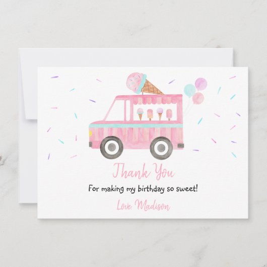 アイスモダンクリームトラック誕生日 サンキューカード (正面)