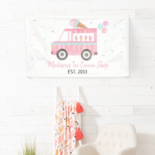 アイスモダンクリームトラック誕生日 横断幕 (インサイチュ)