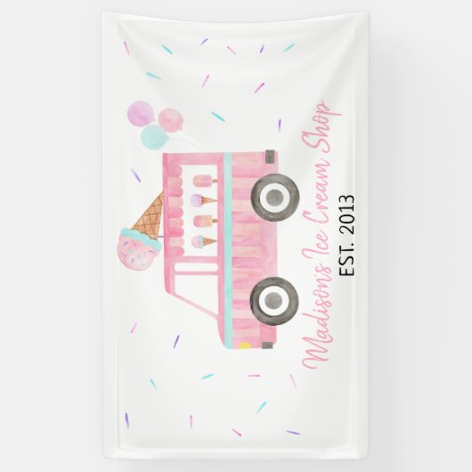 アイスモダンクリームトラック誕生日 横断幕 (縦)