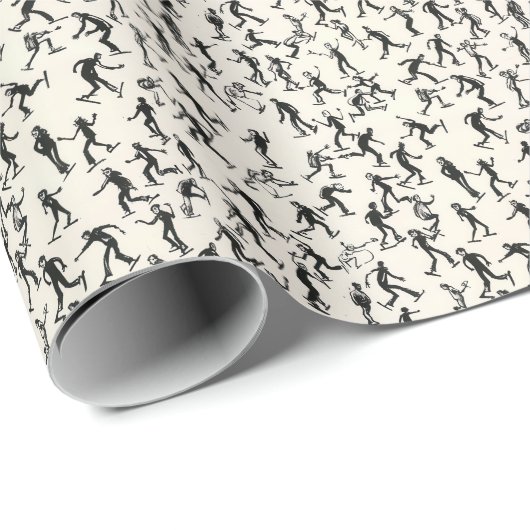 アイスモダンスケーター冬のスケッチホリデークリスマス ラッピングペーパー (ロールコーナー)