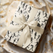 アイスモダンスケーター冬のスケッチホリデークリスマス ラッピングペーパー