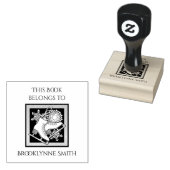 アイスモダンスケートで滑るこの本は蔵書票のものだ ラバースタンプ (押印)