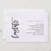 アイスモダンパープルグラデーション写真卒業パーティー 招待状 (裏面)