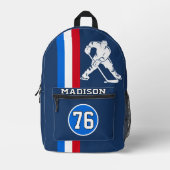 アイスモダンホッケーのプレイヤー名の番号 プリントバックパック (正面)