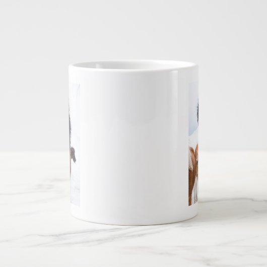 アイスランおもしろいドホースポートレート ジャンボコーヒーマグカップ (正面)