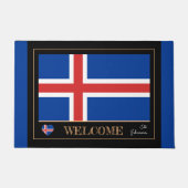 アイスランドとアイスランド国旗の下敷き/スポーツウェルカム ドアマット (正面)