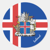 アイスランドとアイスランド国旗の愛国者、休日/スポーツ ラウンドシール (正面)