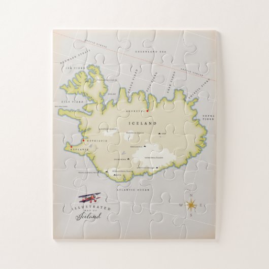 アイスランドのイラスト地図 ジグソーパズル (縦)
