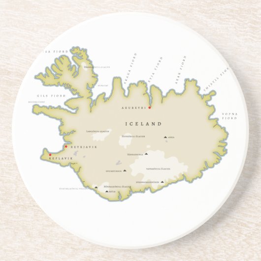 アイスランドのイラスト地図 トリベット コースター (正面)