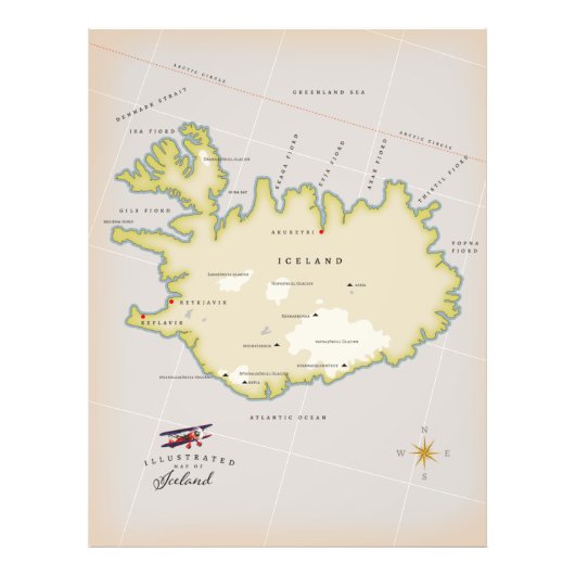 アイスランドのイラスト地図 フォトプリント            (正面)