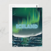 アイスランドのオーロラ旅行アート ポストカード (正面/裏面)
