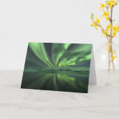 アイスランドのオーロラ。 Northern Lights カード (黄色い花)