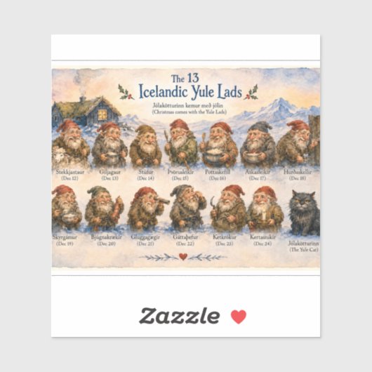 アイスランドのクリスマスの13のユールラザー シール (シート)