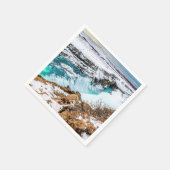 アイスランドのグルフォスの滝の冬景色 雪景色 スタンダードカクテルナプキン (角)