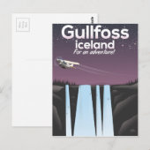アイスランドのグルフロス(黄金の滝)旅行ポスター ポストカード (正面/裏面)