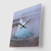 アイスランドのゲイサー(ホット春) スクエア壁時計 (傾斜)