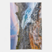 アイスランドのゲイタフス滝 キッチンタオル (縦)