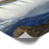 アイスランドのゴダフスの滝に虹 ポスター (角)