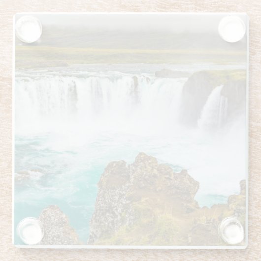 アイスランドのゴダフスの滝 ガラスコースター (裏面)