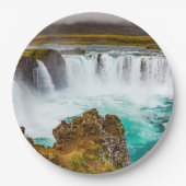 アイスランドのゴダフスの滝 ペーパープレート (正面)