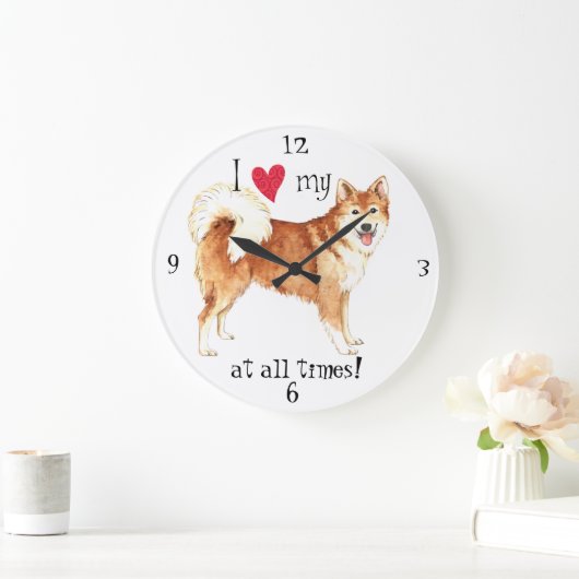 アイスランドのシェプドッグ大好き ラージ壁時計 (ホーム)