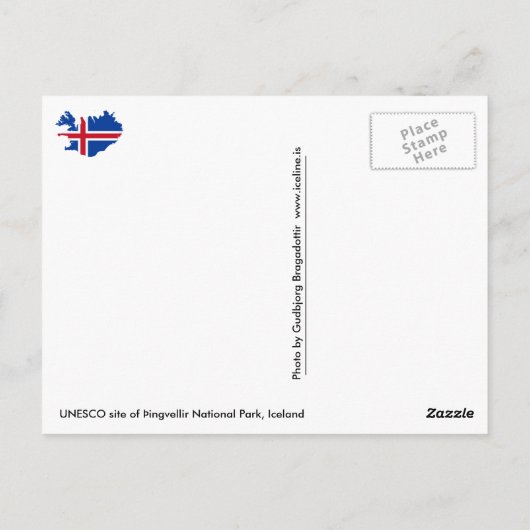 アイスランドのシンベリル国立公園のユネスコの遺跡 ポストカード (裏面)