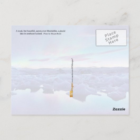アイスランドのジョクルサロン湖の北の光 ポストカード (裏面)