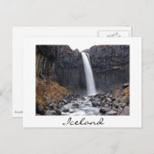 アイスランドのスヴァルトフォス滝 白いポストカード ポストカード (正面/裏面)
