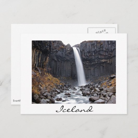 アイスランドのスヴァルトフォス滝 白いポストカード ポストカード (正面/裏面)