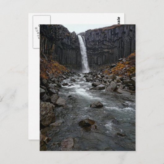 アイスランドのスヴァーティフォス滝の縦書きはがき ポストカード (正面/裏面)