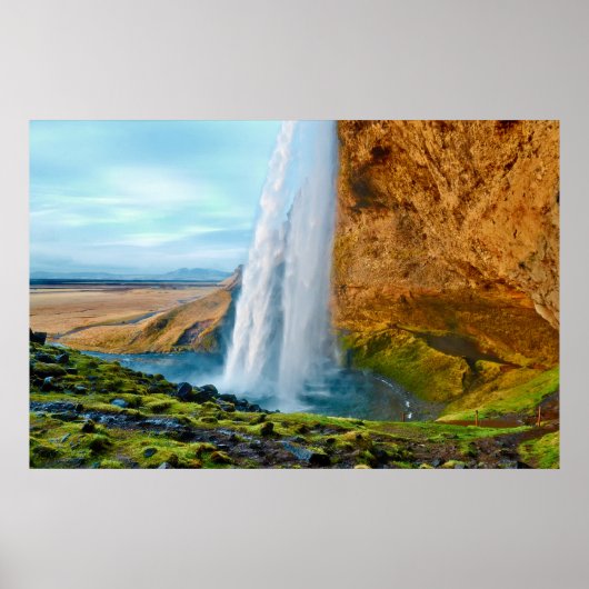アイスランドのセルジャランズフォス滝 ポスター (正面)