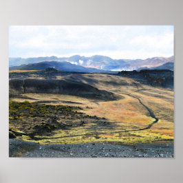 アイスランドのハルフェジャル火山からの眺め ポスター