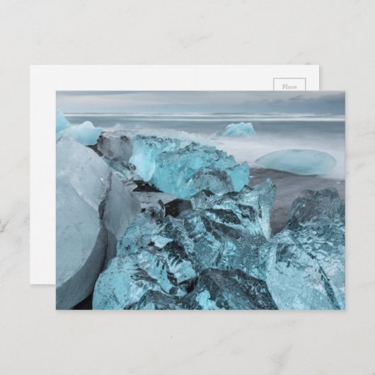 アイスランドのビーチ海景の青い氷 ポストカード (正面/裏面)