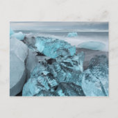 アイスランドのビーチ海景の青い氷 ポストカード (正面)