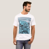 アイスランドのビーチ風景の青い氷 Tシャツ (正面フル)