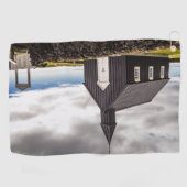 アイスランドのブディールの黒教会 ゴルフタオル (横)