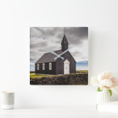 アイスランドのブディールの黒教会 スクエア壁時計 (ホーム)