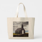 アイスランドのブディールの黒教会 ラージトートバッグ (裏面)