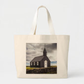 アイスランドのブディールの黒教会 ラージトートバッグ (正面)