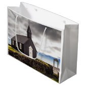 アイスランドのブディールの黒教会 ラージペーパーバッグ (正面アングル)