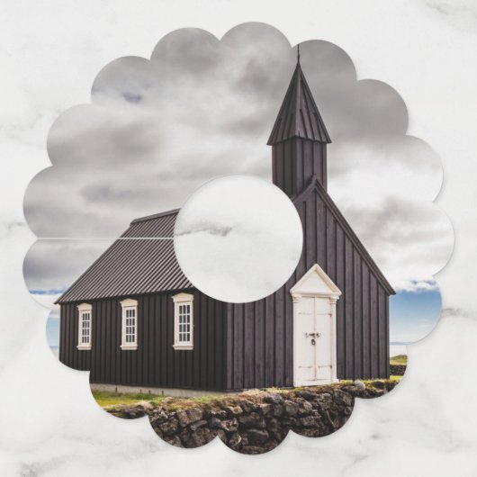 アイスランドのブディールの黒教会 ワイングラスタグ (裏面)