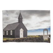 アイスランドのブディールの黒教会 枕カバー (正面)