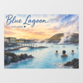 アイスランドのブルーラグーン温泉の水彩画  ウィンドウサイン (シート)