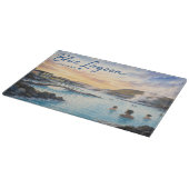 アイスランドのブルーラグーン温泉の水彩画  カッティングボード (角)