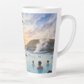 アイスランドのブルーラグーン温泉の水彩画 カフェラテマグ (右)