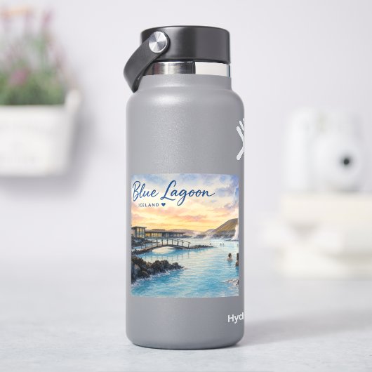 アイスランドのブルーラグーン温泉水彩画 シール (HydroFlask)